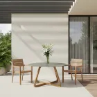 Bord med keramikskiva och teakunderrede Made in Italy - Hjälm Viadurini