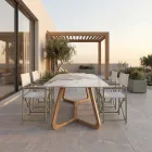 Bord med keramikskiva och bas i massiv teak Tillverkat i Italien - Blus Viadurini