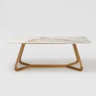 Bord med keramikskiva och bas i massiv teak Tillverkat i Italien - Blus Viadurini