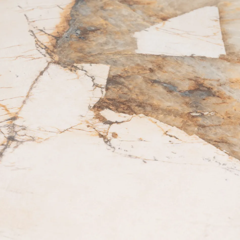 Bord med keramikskiva och bas i massiv teak Tillverkat i Italien - Blus Viadurini