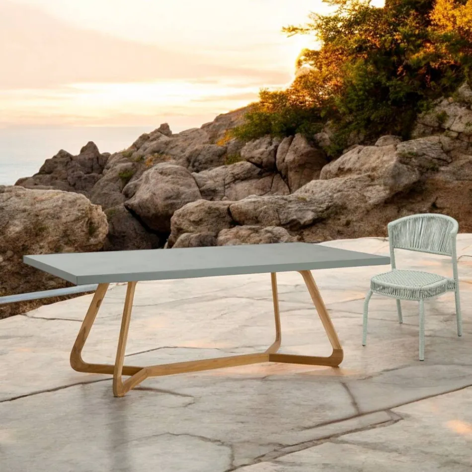 Bord med Okumè-skiva med mikrocementfinish Made in Italy - Blus Viadurini