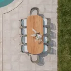 Bord med borstad teakskiva och rundade hörn - Destination Viadurini