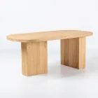 Bord med borstad teakskiva och rundade hörn - Destination Viadurini