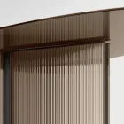 Bord med oval glasskiva och smält glas- och metallunderrede - Foglietto Viadurini