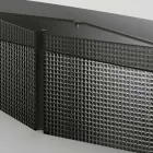 Bord med formad glasskiva och smält glas- och metallunderrede - Foglietto Viadurini