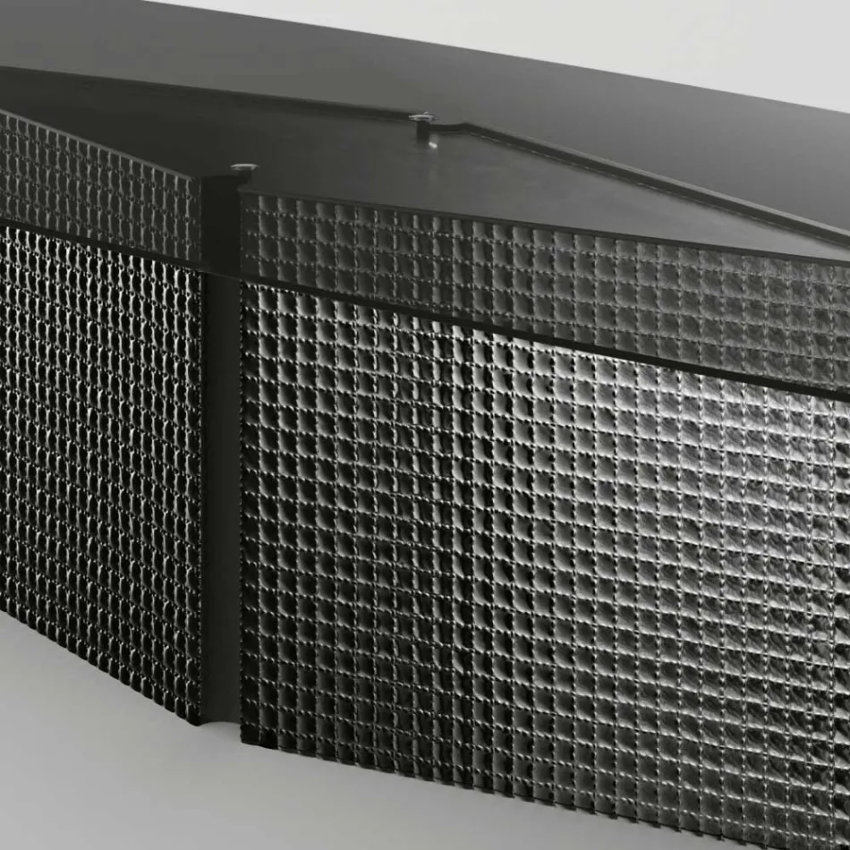 Bord med formad glasskiva och smält glas- och metallunderrede - Foglietto Viadurini