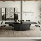 Bord med formad glasskiva och smält glas och metallunderrede - Foglietto Viadurini