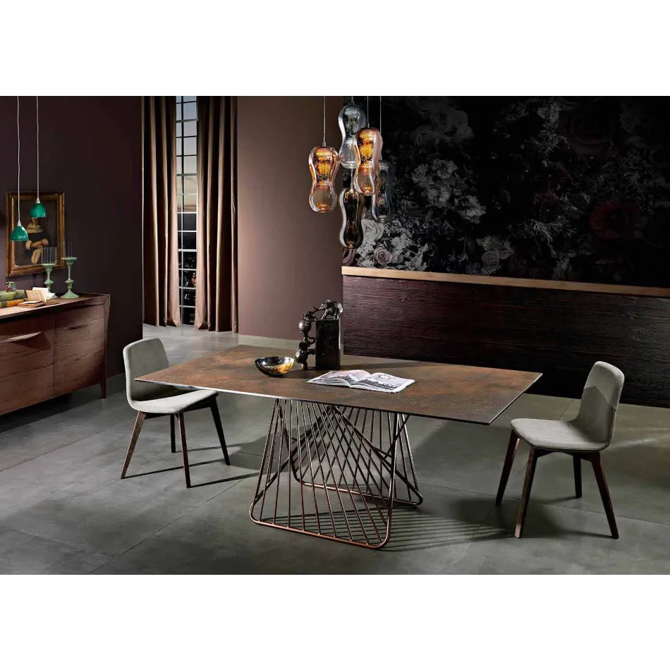 Bord med topp gjord i Italien modern glaskeramik, Mitia Viadurini