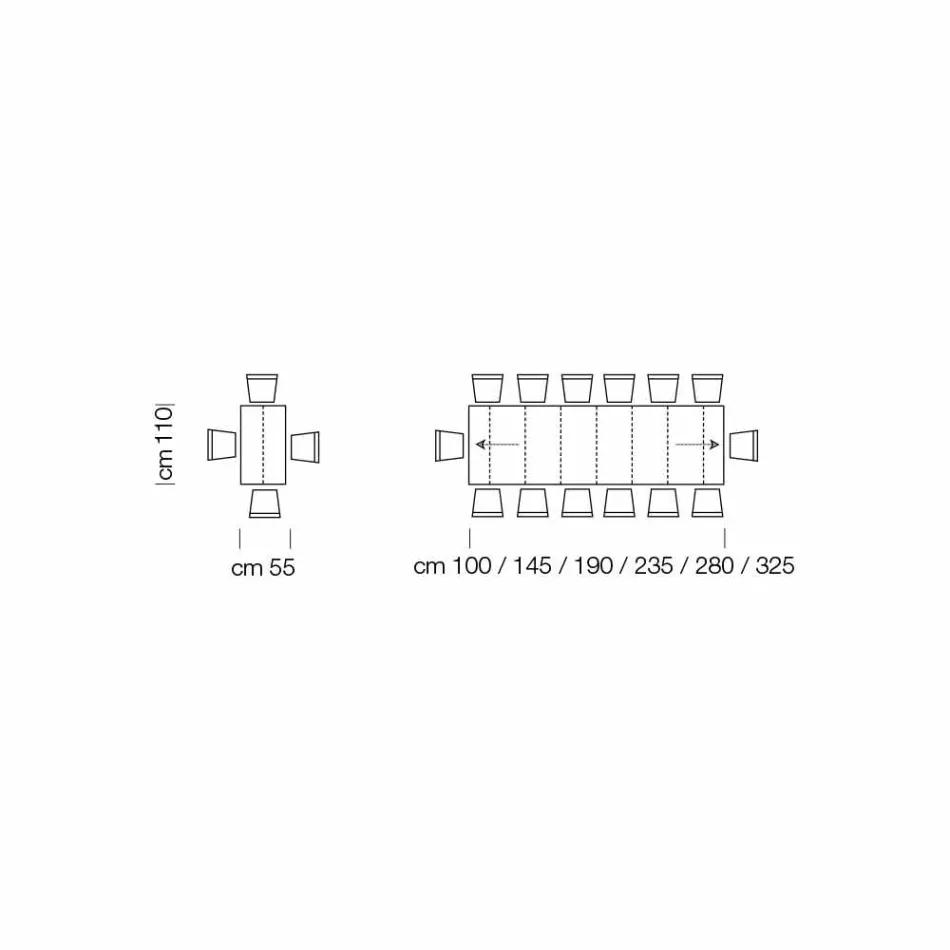 Utdragbart konsolbord upp till 325 cm i melamin Tillverkat i Italien - Settimmio Viadurini