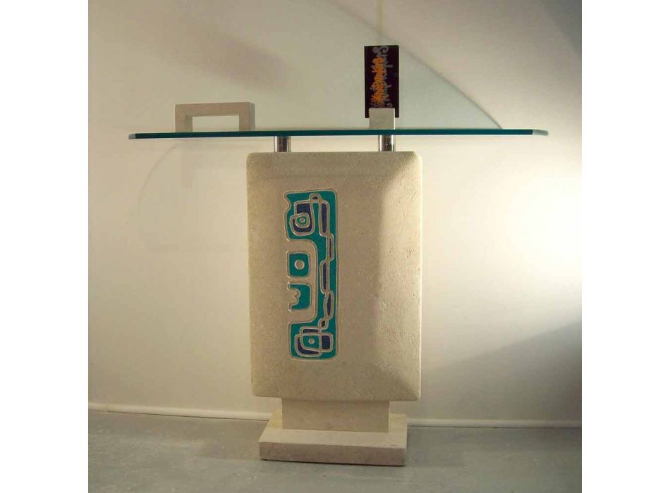 Rektangulär konsol bord i sten och kristall design Soter Viadurini