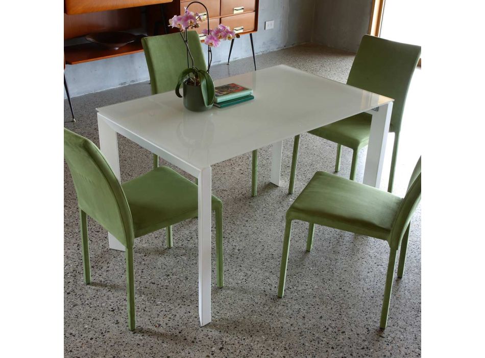 Utdragbart köksbord Upp till 170 cm i metall och härdat glas - Berto Viadurini