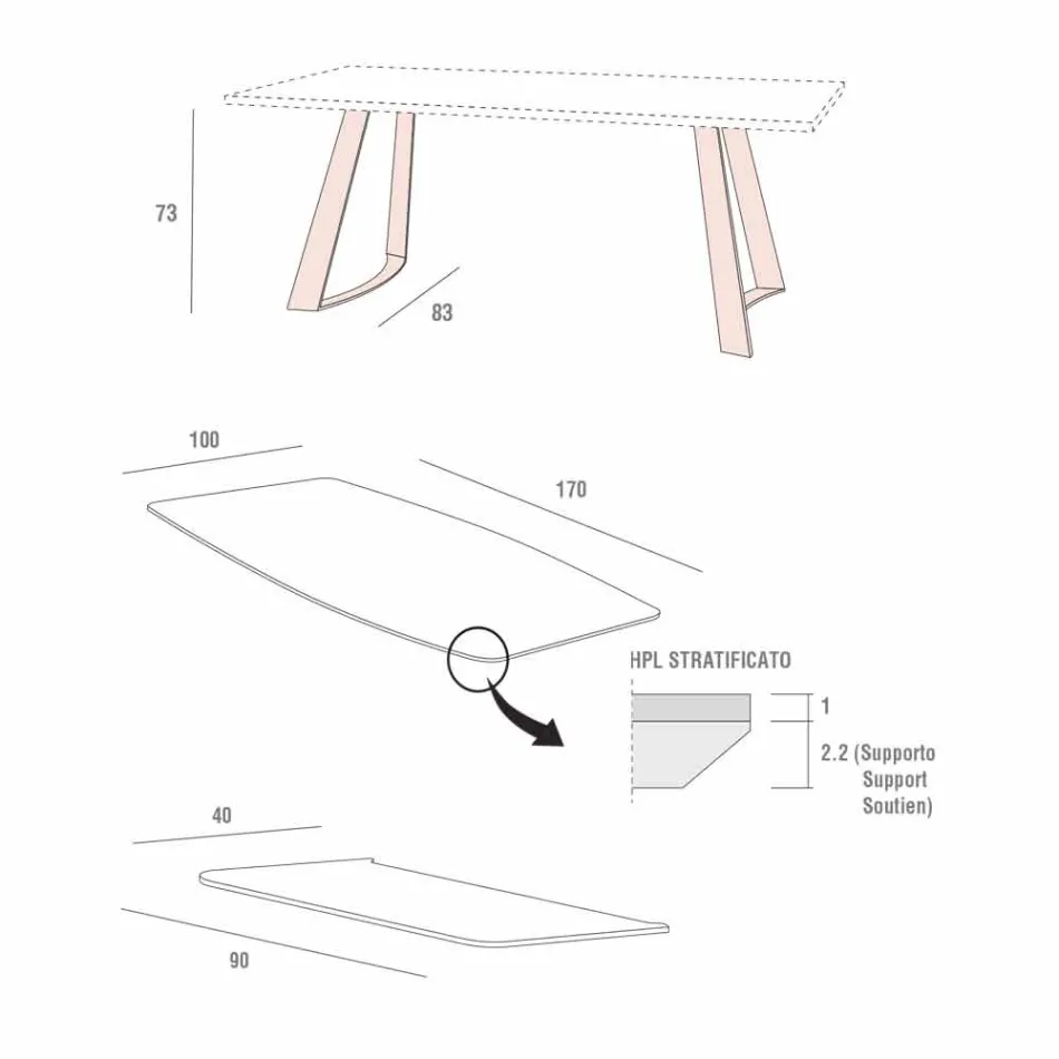 Utdragbart köksbord upp till 280 cm marmoreffekt tillverkat i Italien - Pinocchio Viadurini