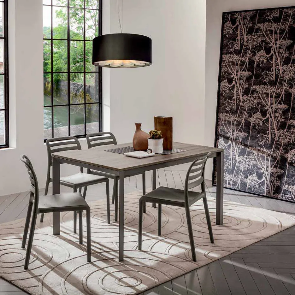 Köksbord med melaminplatta och metallbotten tillverkad i Italien - Spilla Viadurini