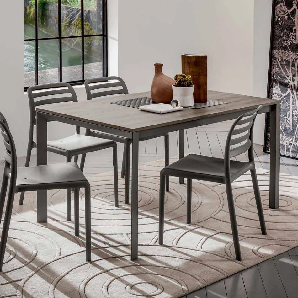 Köksbord med melaminplatta och metallbotten tillverkad i Italien - Spilla Viadurini