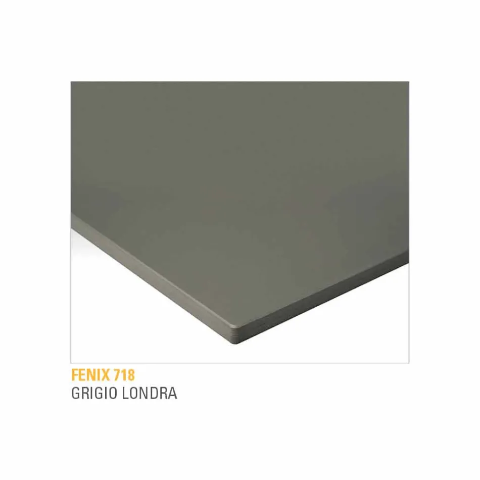 Köksbord i laminerad Fenix och svart aluminium tillverkat i Italien - Lingotto Viadurini