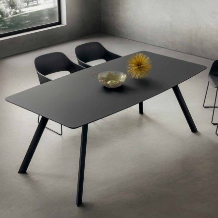 Köksbord i laminerad Fenix och svart aluminium tillverkat i Italien - Lingotto Viadurini