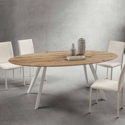 Köksbord i antik ek och aluminiumfiner tillverkad i Italien - Lingotto Viadurini