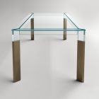 Köksbord i extra klart glas med träben Made in Italy - Super Viadurini