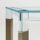 Köksbord i extra klart glas med träben Made in Italy - Super Viadurini