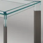 Köksbord i extra klart glas med träben Made in Italy - Super Viadurini