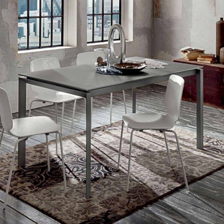 Köksbord i mattglas med metallkonstruktion tillverkad i Italien - brosch Viadurini