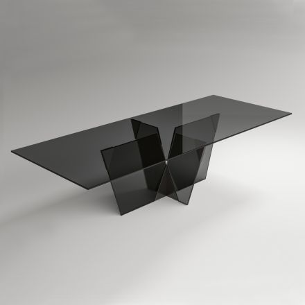 Rektangulärt köksbord med glasskiva och bas Tillverkat i Italien - Tiseo Viadurini