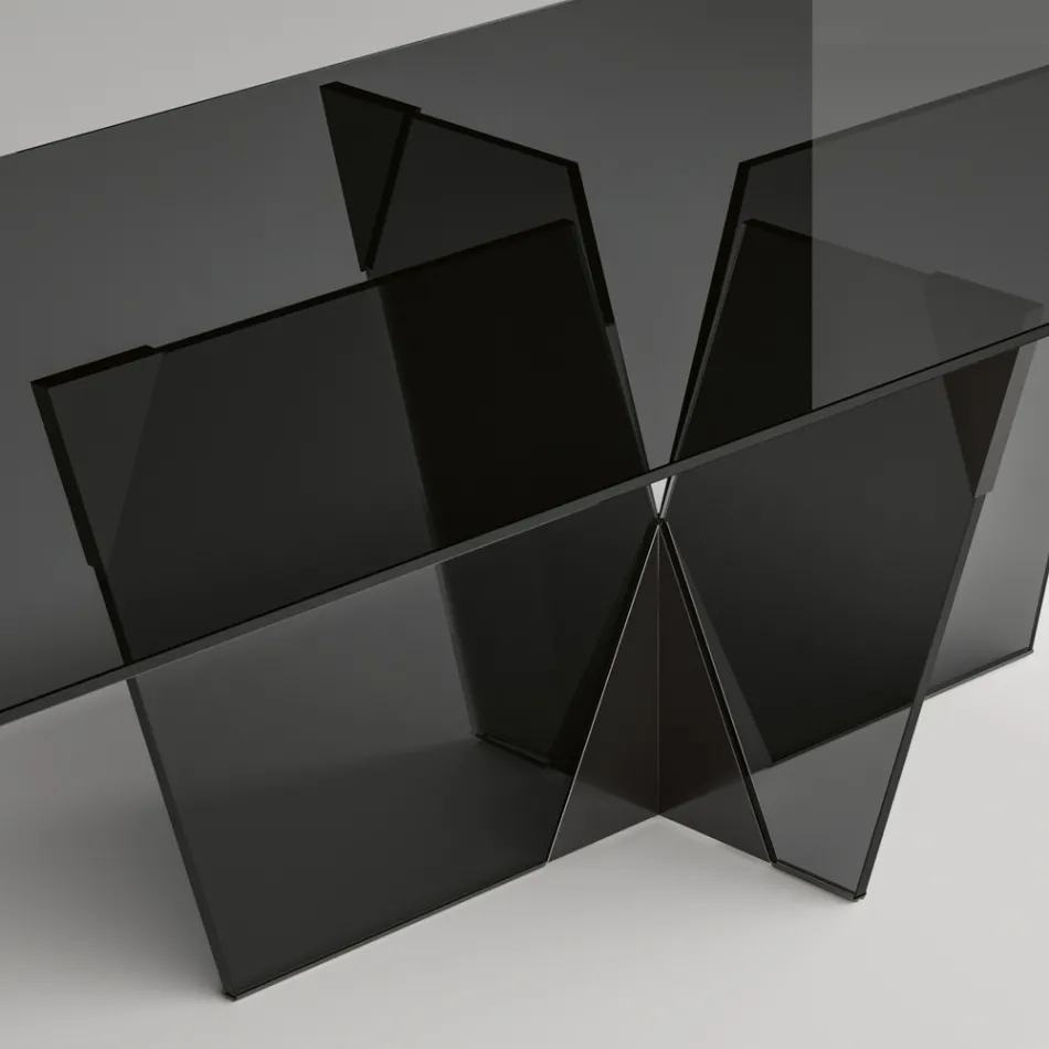 Rektangulärt köksbord med glasskiva och bas Tillverkat i Italien - Tiseo Viadurini