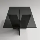 Rektangulärt köksbord med glasskiva och bas Tillverkat i Italien - Tiseo Viadurini