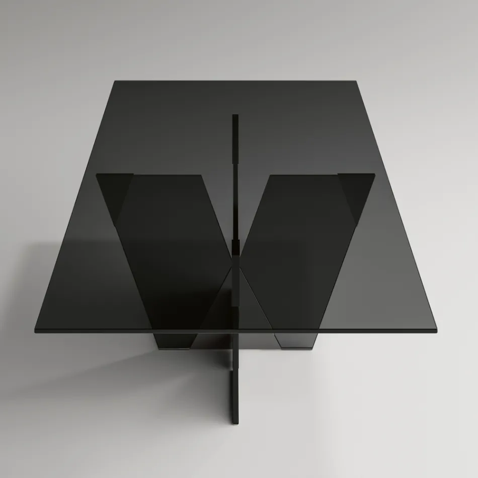 Rektangulärt köksbord med glasskiva och bas Tillverkat i Italien - Tiseo Viadurini