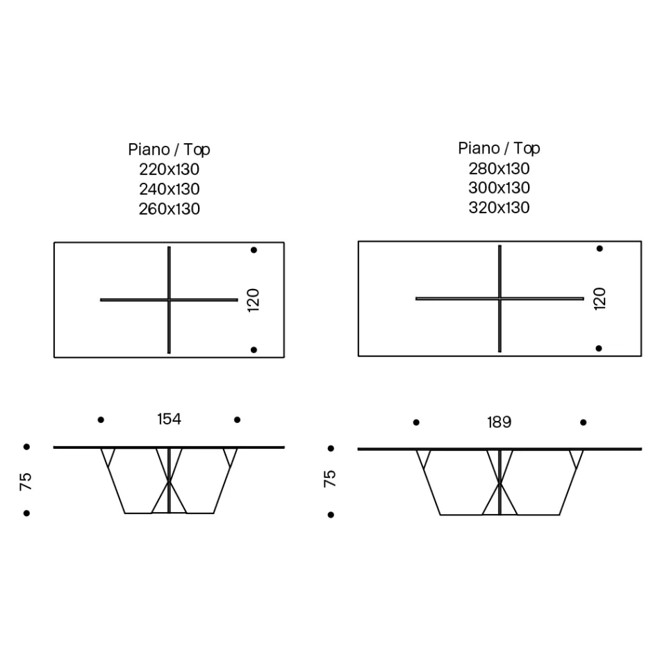 Rektangulärt köksbord med glasskiva och bas Tillverkat i Italien - Tiseo Viadurini
