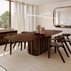 300 cm glasbord med metallbas, tillverkad i Italien - Lunaria Viadurini