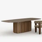 300 cm glasbord med metallbas, tillverkad i Italien - Lunaria Viadurini