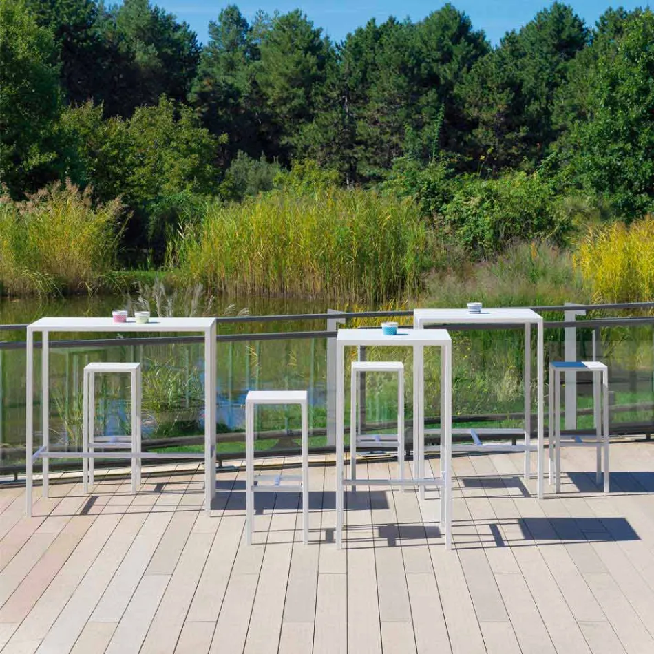 Utomhus målad metall fyrkantig barbord gjord i Italien - Fada Viadurini