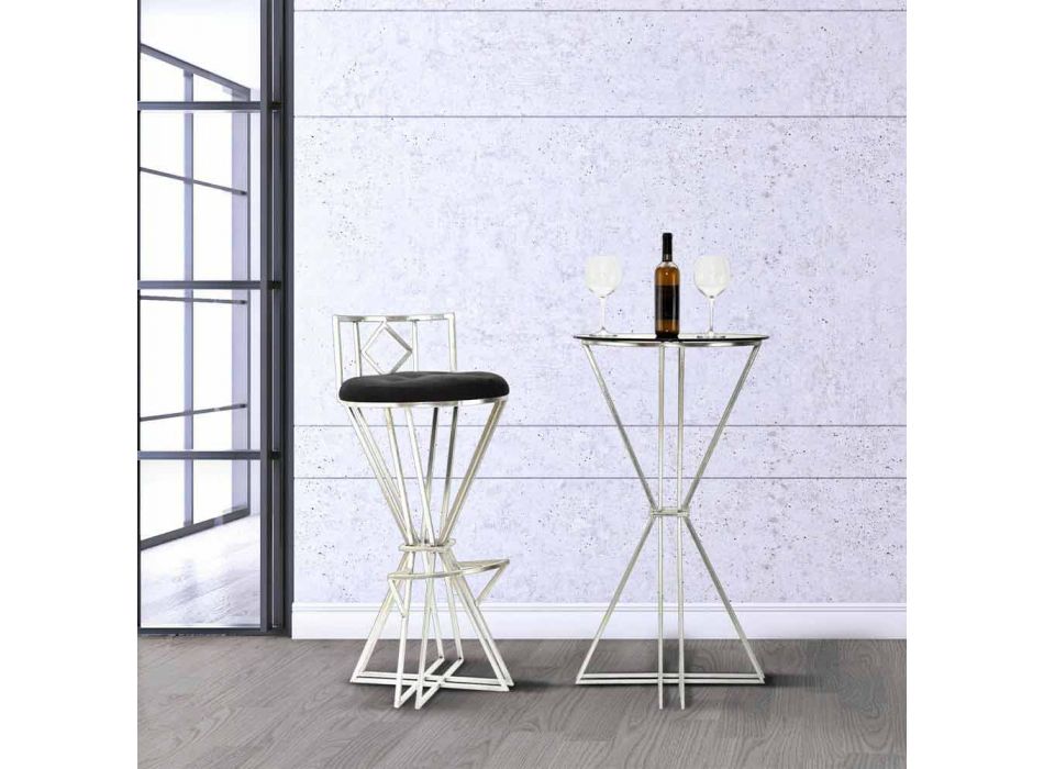 Modern design runda barbord i järn och glas - Benita Viadurini