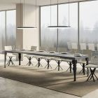 Utdragbart köksbord i antracitträ och järn Tillverkat i Italien - Sassone Viadurini