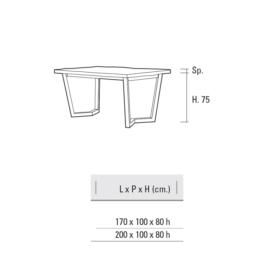 Fast metall köksbord och träskiva tillverkad i Italien - Bastiano Viadurini