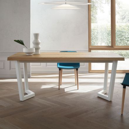 Fast metall köksbord och träskiva tillverkad i Italien - Bastiano Viadurini