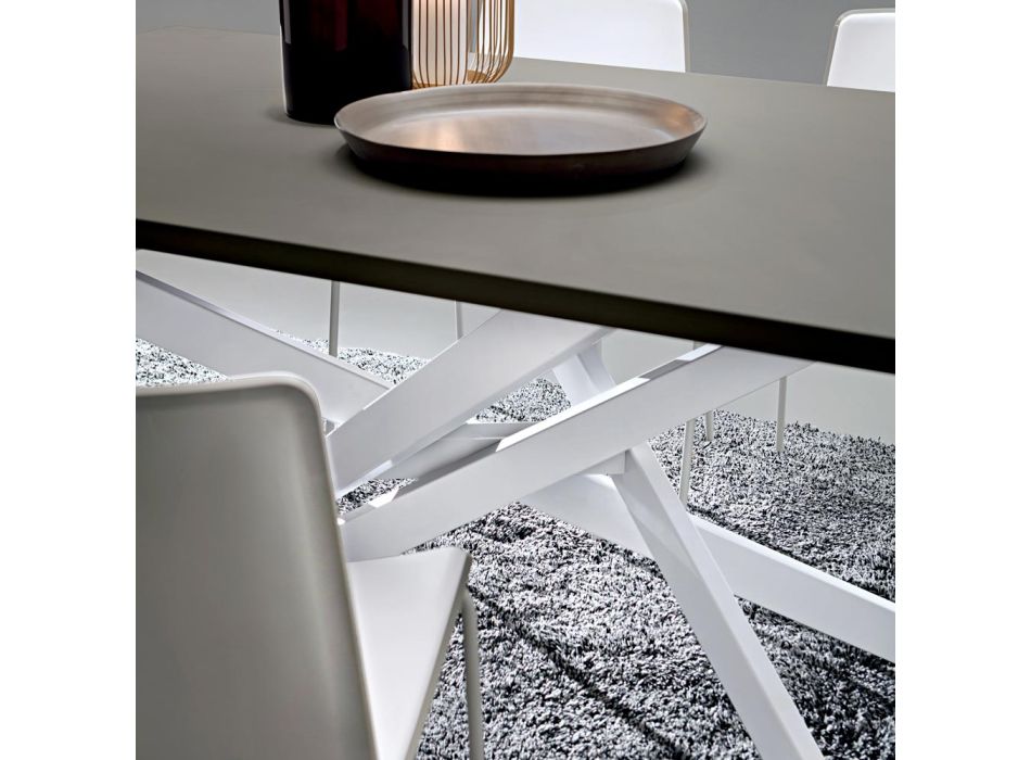 Köksbord i Fenix och vitmetall av kvalitet Made in Italy - Carlino Viadurini