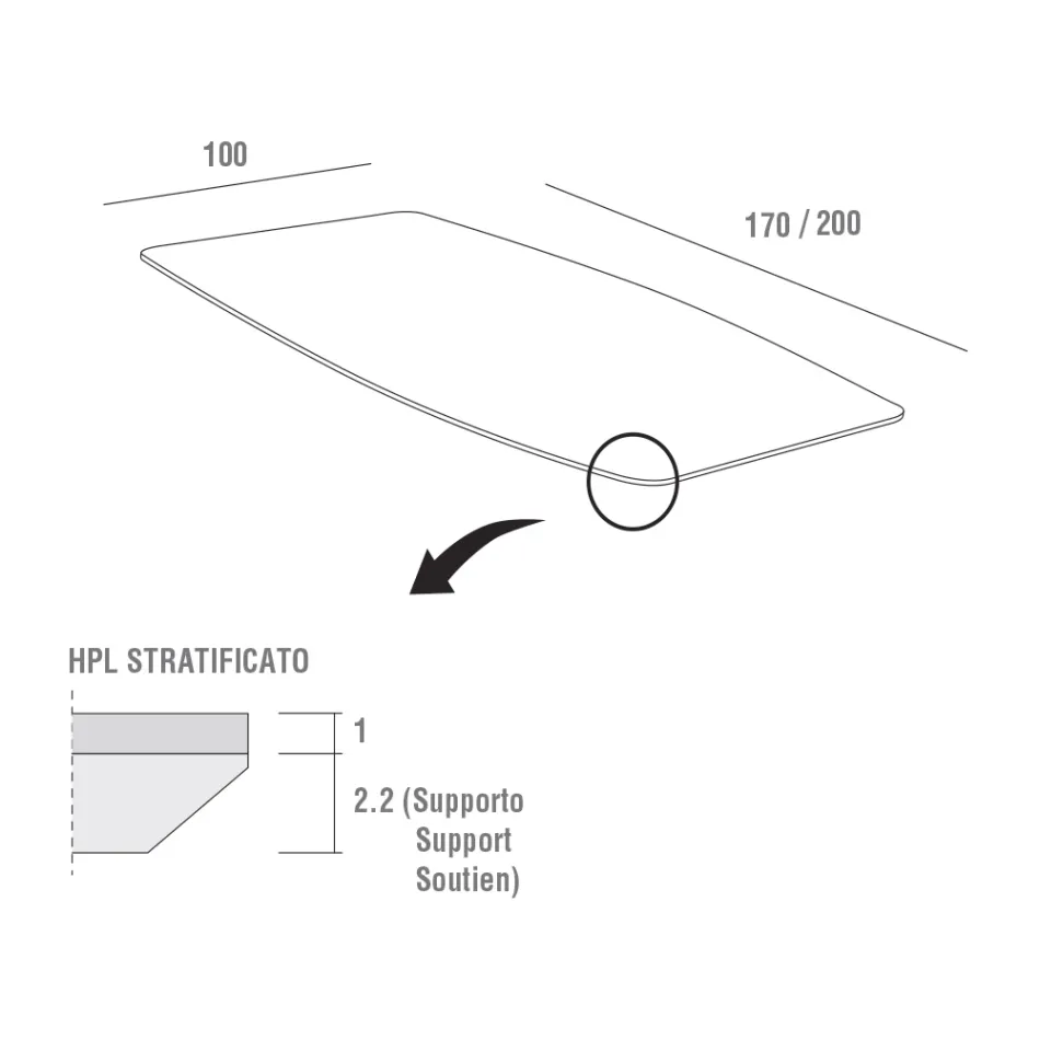 Hpl köksbord med antracit metallbas tillverkad i Italien - Aresto Viadurini