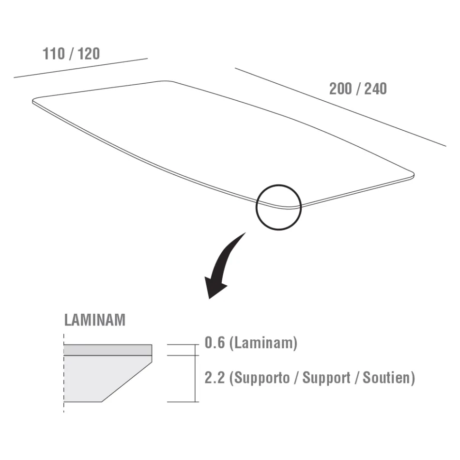 Köksbord i Laminam med metallstruktur Tillverkat i Italien - Carlino Viadurini