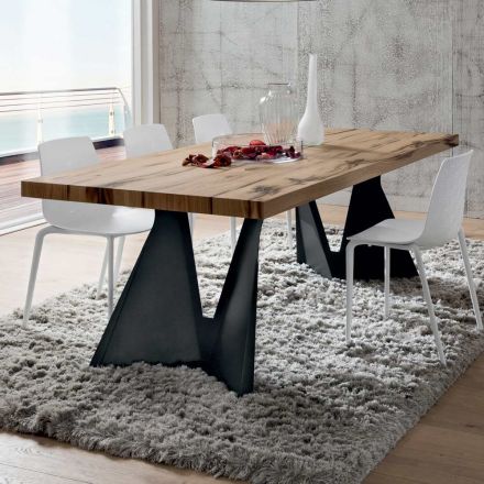 Köksbord i trä och metall Tillverkat i Italien, hög kvalitet - Dotto Viadurini