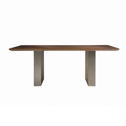 Köksbord i massivt trä och ben av järn tillverkat i Italien - Pegasus Viadurini