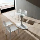 Lyxigt köksbord i härdat glas och marmor Tillverkat i Italien - Brontolo Viadurini