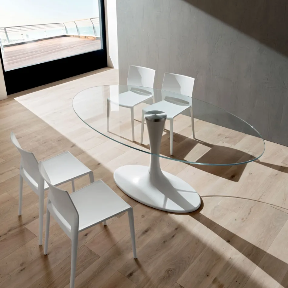 Lyxigt köksbord i härdat glas och marmor Tillverkat i Italien - Brontolo Viadurini