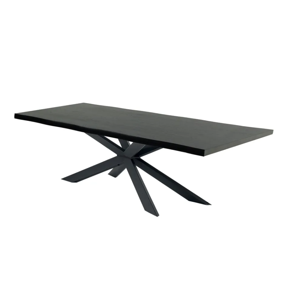 Modernt köksbord i fanerat trä och stål Tillverkat i Italien - Grotta Viadurini