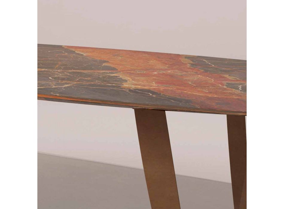 Rektangulärt köksbord i skugga av Caravaggio Marble and Metal - Naruto Viadurini