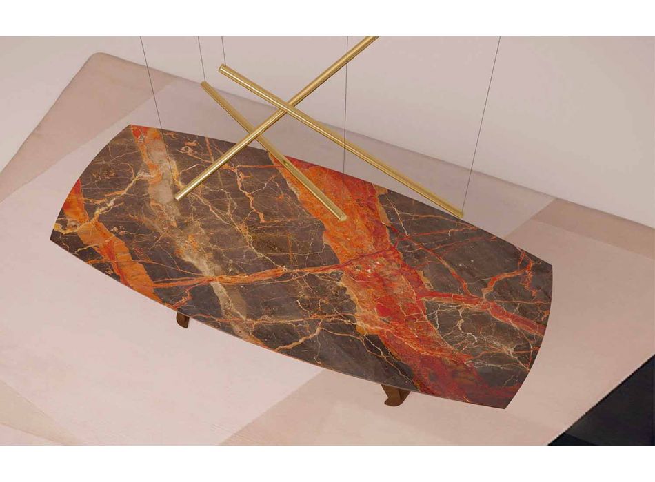 Rektangulärt köksbord i skugga av Caravaggio Marble and Metal - Naruto Viadurini
