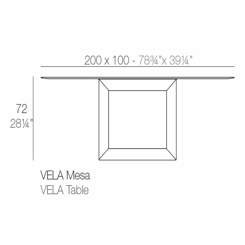 Utomhusbord 200x100 cm Vela av Vondom, i polyetenharts Viadurini