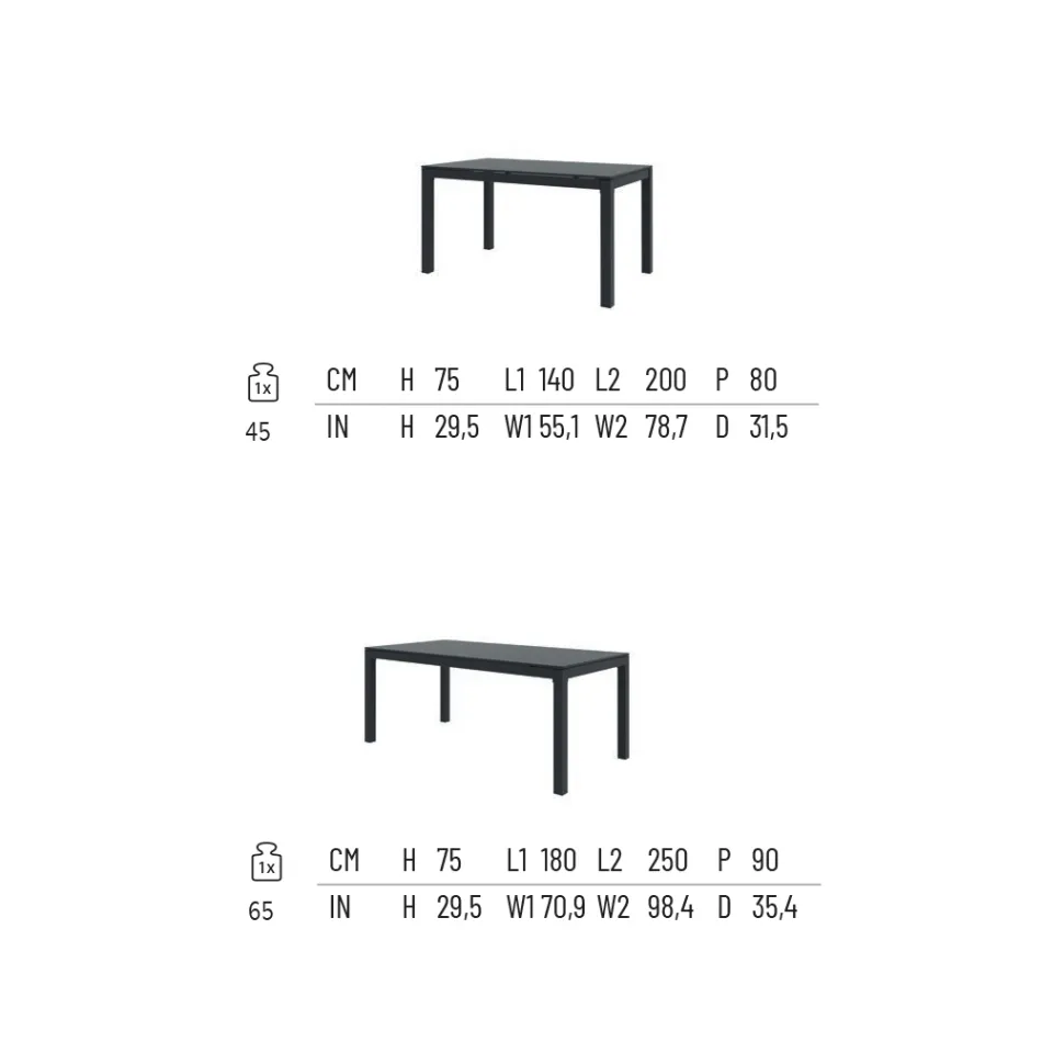 Utebord Utdragbart till 250 cm i metall Made in Italy - Beverly Viadurini