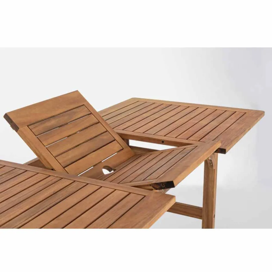 Utdragbart utomhusbord Upp till 160 cm i Acacia Wood - Cloud Viadurini